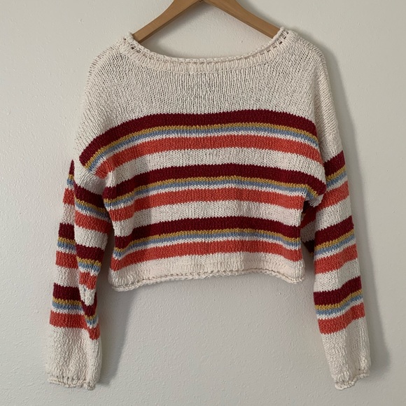 FOREVER 21 | Retro Striped Cropped Knit Sweater - Picture 2 of 7